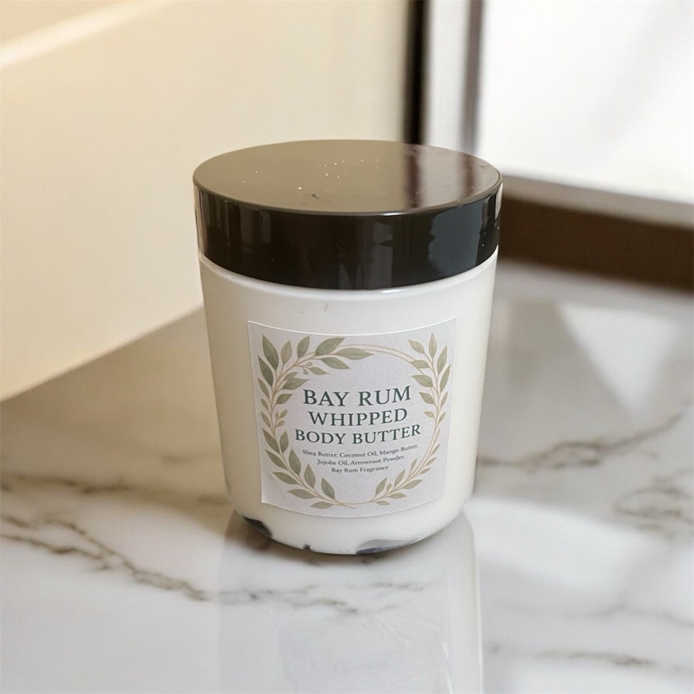 Handcrafted Bay Rum whipped body butter